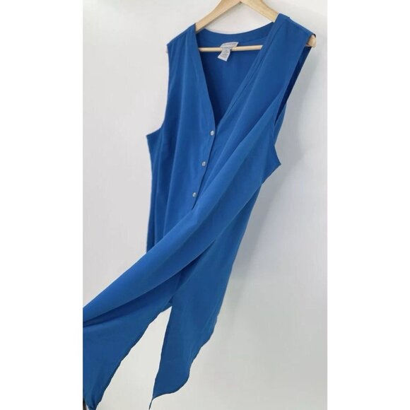Catherines Plus Size Blue Chiffon Asymmetrical Hem Sleeveless Blouse Size 3x - Picture 4 of 7